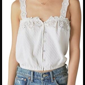 NWT Lucky Brand White Eyelet Blouse